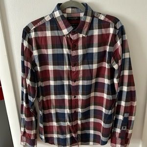 BANANA REPUBLIC Luxe Flannel Grant Fit Dress Shirt, Multi-Colored Plaid, Medum
